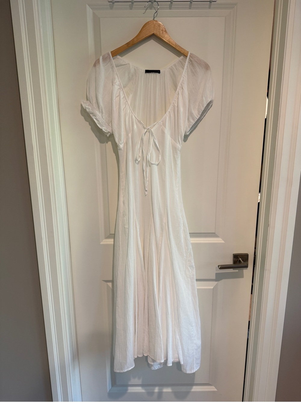 Zara Godet White Tie-Front Maxi Dress